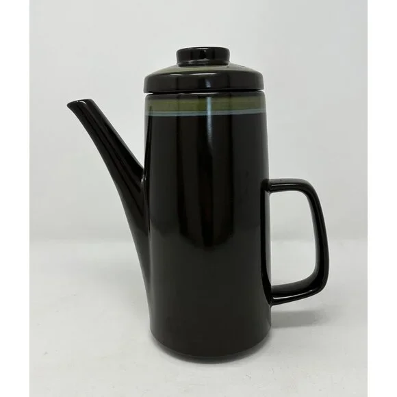 1970s MIKASA MAJORCA INTAGLIO COFFEE TEA POT w/LID 7501 Brown Stoneware Japan - Picture 1 of 12